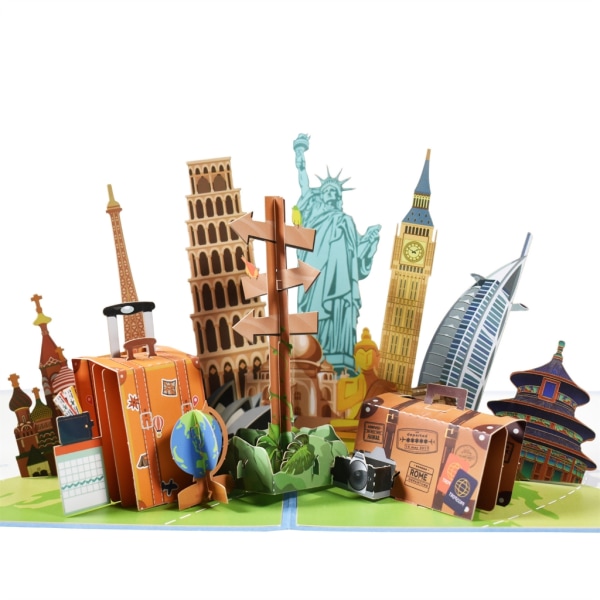 Rese-pop-up-kort 3D-handgjorda gratulationskort för alla tillfällen Grattis på födelsedagen Jubileumsexamen Traveller kuvert
