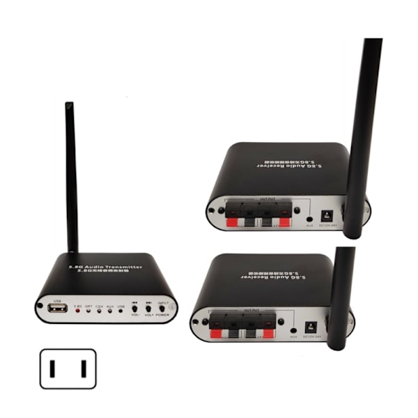 Trådløs Musik Transmitter Receiver 5.1CH Surround Sound Optisk Koaksial og AUX 2x40W Effektforstærker Baggrundsmusik
