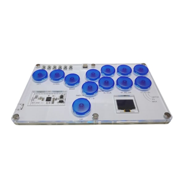 Fighting Box Mini Hitbox Arcade Controller Fighting Stick Street Fighters Game Joystick Mekanisk knapp Hållbar för PC Clear Blue