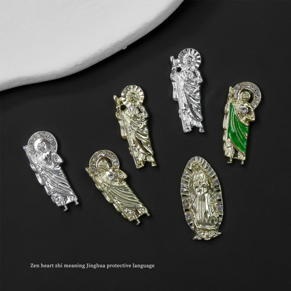3D Nail Art Charms 10 Styck Legering Nail Strass Nail Gems Buddha - Nagelkristaller Diamanter för DIY Nail Art dekoration F