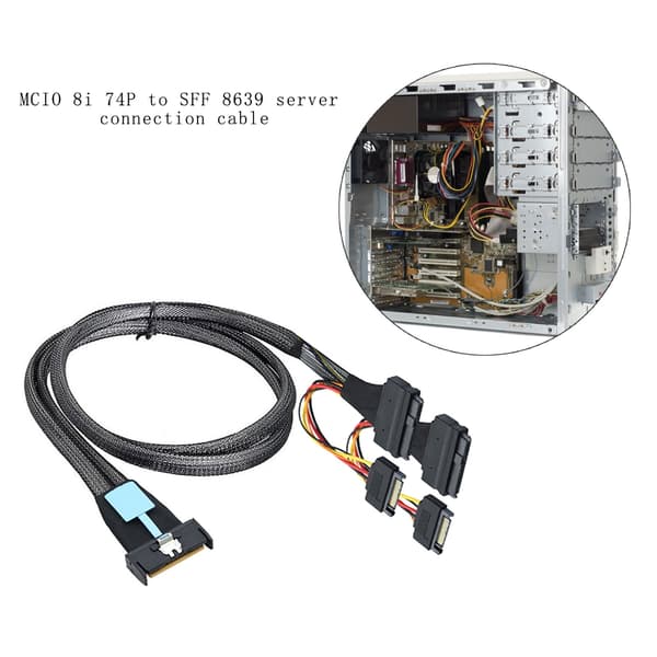 PC Computer Serverkabel 8i 74P til 2x SFF 8639 med 15-benet strøm