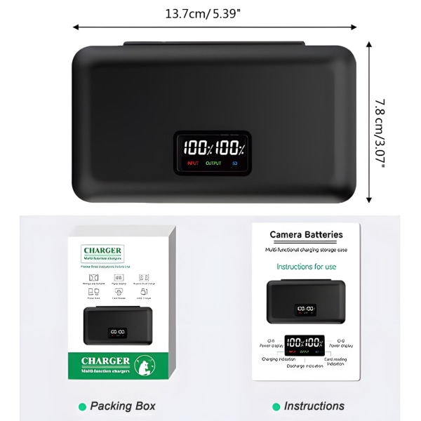 Multi batteriladdare Effektiv laddning med LCD-skärm Enkel och bekväm förvaring