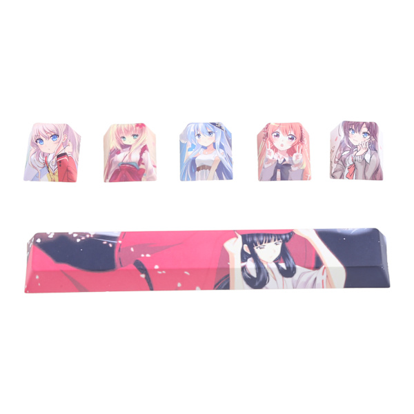 6 Avainta Animehahmot PBT 5-puolinen värisublimaatio Cherry Profile Näppäinhattu R4 6.25u Välilyönti Mekaanisen Näppäimistön Näppäinhatulle
