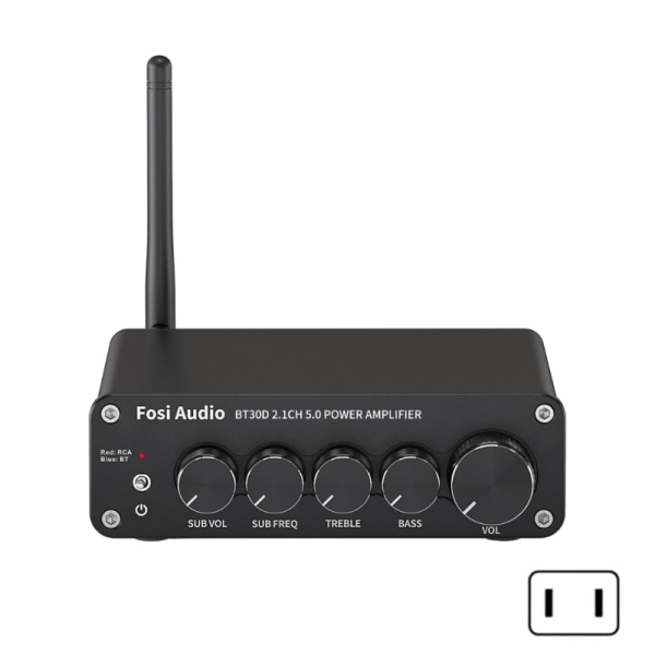 Stereo Audios Mottagare Förstärkare BT30D BT5.0 TPA3116D2 Klass D Amp med Bas Diskantkontroll 2.1 Channel 100W+50Wx2 US