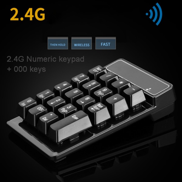Litet trådlöst numeriskt tangentbord numeriskt tangentbord 19 tangenter med 2,4G USB mottagare för PC