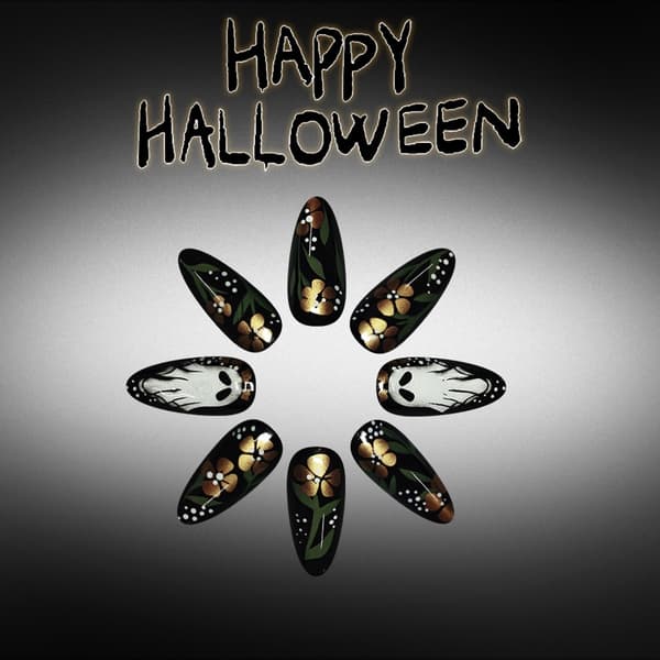 Halloween Mandelformede Press-On Manicure Neglesæt til Ferielooks