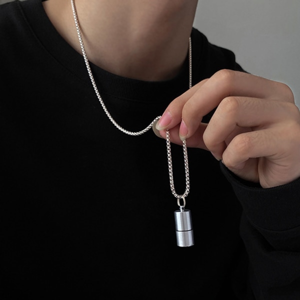 Mini tändare för case Halsband för titan stål hänge kedja Hip hop smycken Praktisk dekoration Presenter för män kvinnor Silver