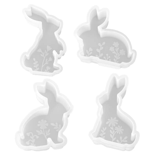Prægede blomsterhare silikone lysforme til håndlavet lys sæbe harpiks kunst 1 flower lying rabbit 3 pack