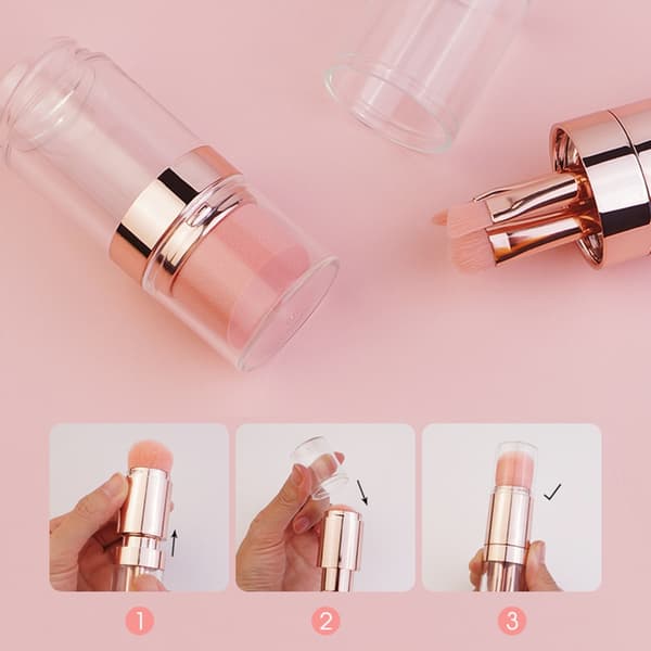 Rejse Kabuki-makeupbørste til foundation, blush, bronzer og pudder, udtrækkelig