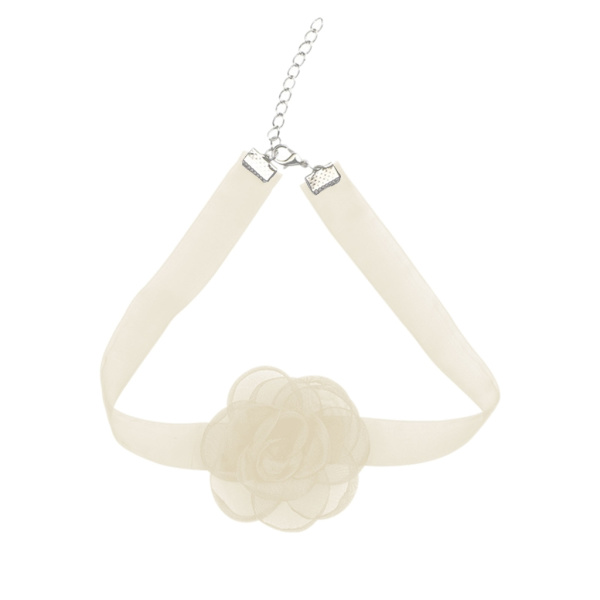 Blomsterkrage Choker for Kvinner Stoff Blomster Halskjeder Kunstig Blomster Choker Garn Materiale Klesstilbehør for Kvinner