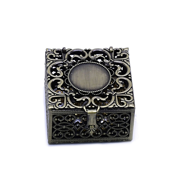 Rosenkrans Pärlor Box med lock Försegling Organizer Behållare Religiösa halsband för hemkyrkan Meditation Hängande Charm Gold