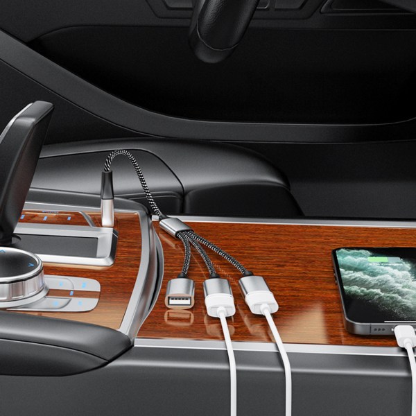 USB C Hub 3 i 1 Typ C USB2.0 Adapter Splitter med 60W power OTG-port Snabb dataöverföring och laddning 2 Type C 1 USB