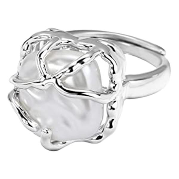 Koreansk kristallring för kvinnor lysande opal oregelbunden öppna ringar Vintage geometrisk Y2K trend mode fingersmycken null - C