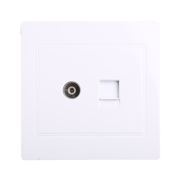 RJ45 Nettverksadapter+TV Antenne Koaksial Veggfeste Utgang Frontplate Panelkontakt