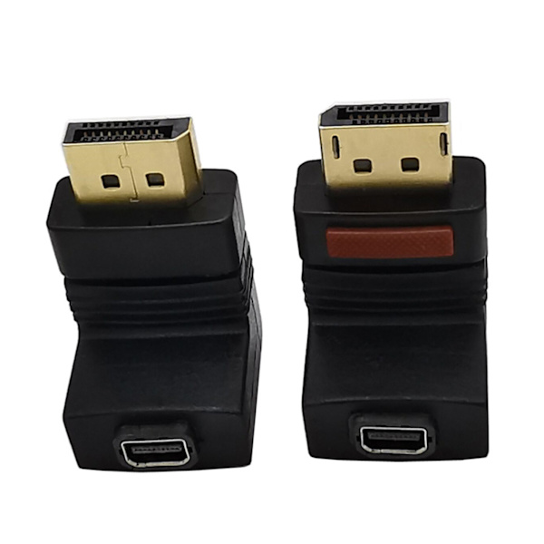 90 graders DisplayPort till Mini DisplayPort videokabeladapter DP hane till mini DP hona UPP/NER/VÄNSTER/HÖGER Vinklad Svart Right bend