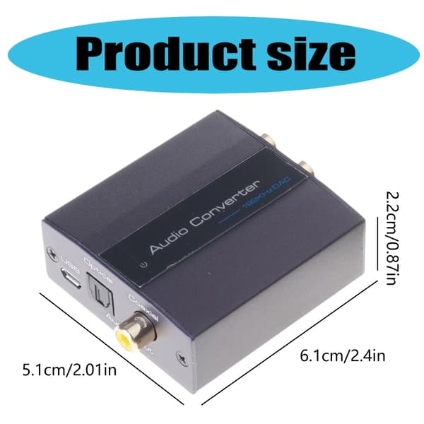 Digital til Analog Lydkonverter 192kHz Koaksialadapter