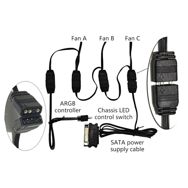5V 3PIN ARGB Controller Power för moderkort 5V ARGB Light Strips Lighting Boards RGB Sync Controller A