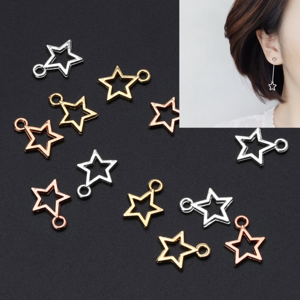 Star Charm Resin Fillers Ihåliga Resin Charms Mässing Epoxy Access Supplies Gyllene/Silver Epoxy Resin Fillers för DIY-leksak Silver