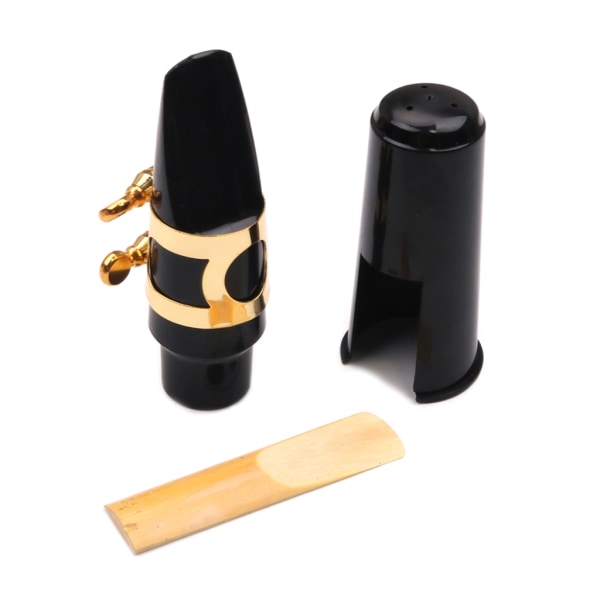 Metall Sax Ligature Fästelement med cap Lättviktstillbehör Tenor Alt Saxphone Klarinett Munstycke Clips Sets Black