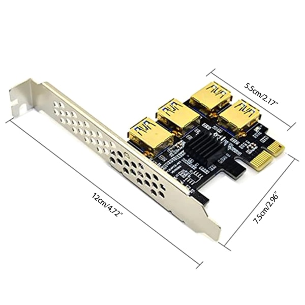 PCI-E för Express 1x till 16x Riser Card USB 3.0 Adapter PCIe 1 till 4 Slot PCIe Port Multiplikator Card för BTC Bitcoin Miner Sata