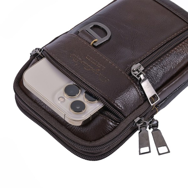 PU-lädertelefon Crossbody-väska med axelrem Herrväska Bältesögla hölster Mobiltelefonväska för case