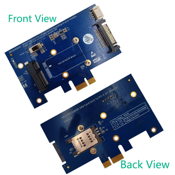 Mini PCI-Express till PCI-E 1X-adapter med SIM-kortplats för WiFi 3G/4G/LTE Stöd för USB gränssnitt mini PCI-E-kort