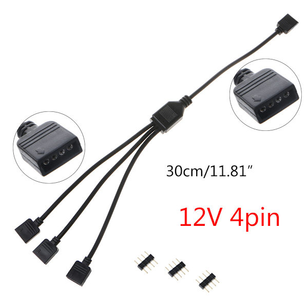 12V 4-stifts datormoderkortsförlängningskabel RGB-gränssnittskontakt Hub RGB splitterkabel för datorchassi A