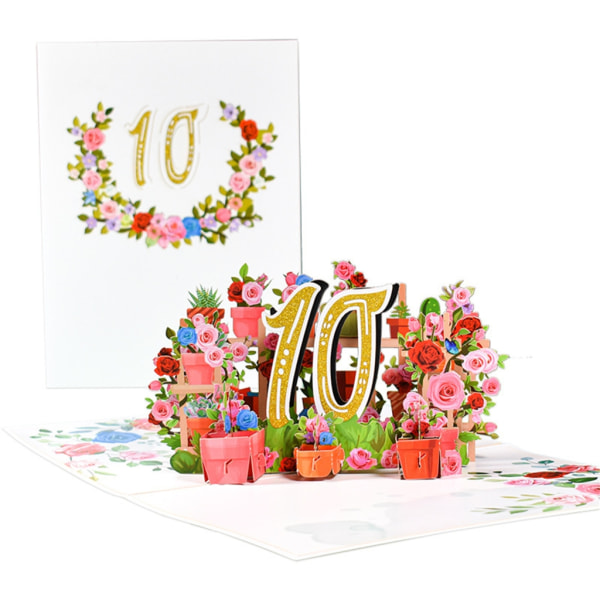 3D-blomsterjubileumskort gratulationskort med litet kort kuvertsats för bröllopsparets födelsedagsminne 1