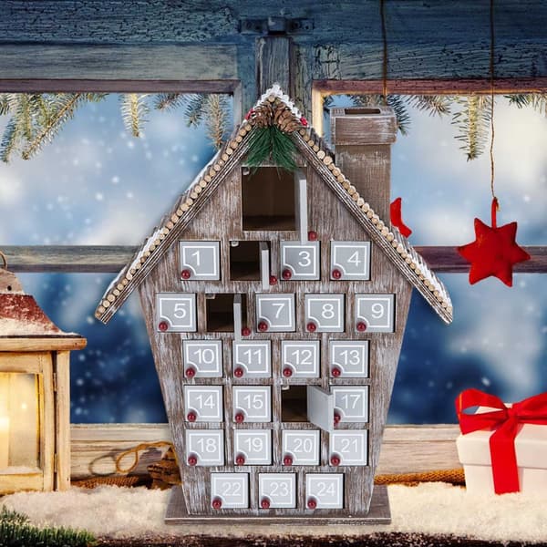 Advent Kalender i Tre Skrivebordsornament for Julepynt