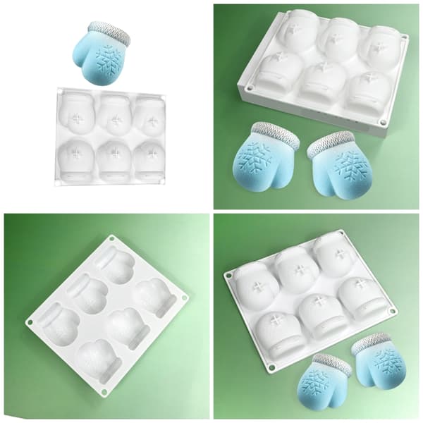 Silikon Snøfnugg Hanskeformer for Julekakefondant og Såpelaging