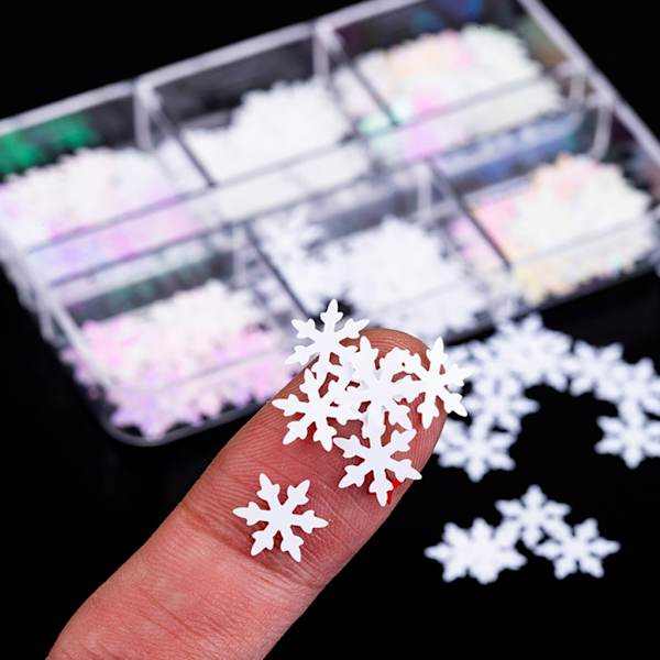 6 Grid Snöflinga Paljetter Dekoration för Epoxigjutning Hartsformar Jul DIY Smycken Tillbehör Nagelpaljetter