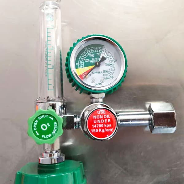 Ilt trykgasregulator Inhalator O2 Trykreduktion Iltmåler Flow