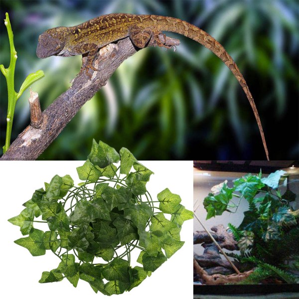 Reptilväxter Klätterrankor Flexibla löv Terrarium Jungle Habitat Inredning för ödla Gecko Snake