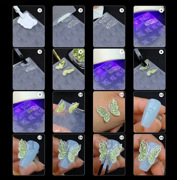 Fleksibel og solid silikonform for detaljert 3D-negledesign og dekorasjoner
