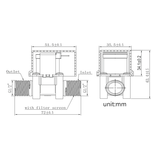 1/2" för DC 12V Vatten för ventilmagnet Elektrisk magnetventil Vatten för ventil N/C Luftvatten Stängt Inlopp Flödesströmbrytare också