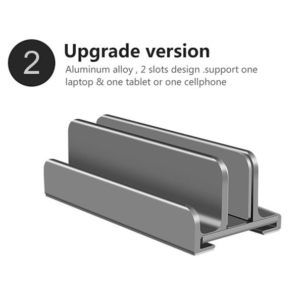 Vertikal bärbar stativ Justerbar dockningshållare för Dell Pad Notebook Tablet Kylhållare Skrivbord Organizer Hylla Silver Dual card slots