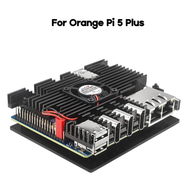 för Orange Pi 5 Plus case med fläkt och kylflänssats, metallhölje för Orange Pi 5 Plus 4GB/8GB/16GB