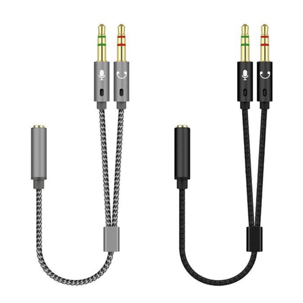 3,5 mm Jack Y-kabel Mikrofon Headset Audio Splitter-kabel hona till 2 hane  hörlurar Mic Aux Adapter-kablar för telefon Black 2e0f | Black | 0.02 |  Fyndiq