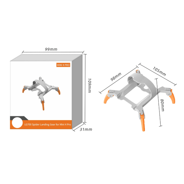 Vikbart landningsställshållare Montera landningsställ för Mini 4 Pro Tillbehör till stativfäste med ökad höjd Orange