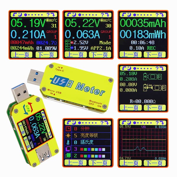 USB-testare 4-24V 4A Spänningstestare Multimeter LCD-display Amperemeter USB-ström