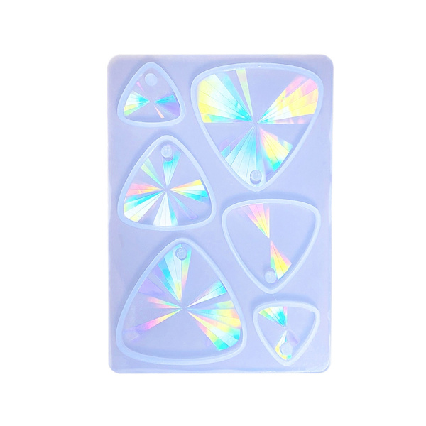 Holografisk hartssilikonform DIY triangel örhängen nyckelringhänge gjutform Clear
