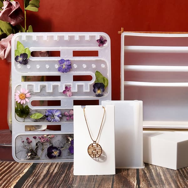 Molds Örhängen Organizer Smycken Display Stativ Form Molds Makeup Display Form för DIY Gjuthantverk null - A
