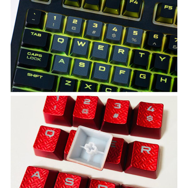 DIY Custom Keyboard Keycaps 13st ABS Bakgrundsbelyst Keycap med textur Cover Lämplig för Gaming Mekaniskt Tangentbord Gray