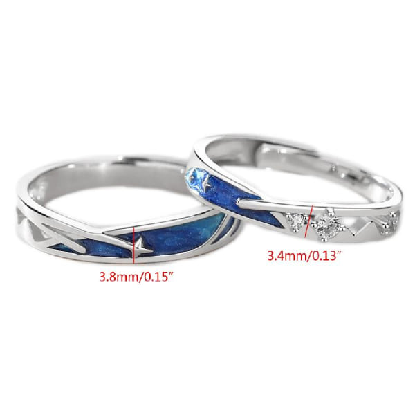 2 delar Lovers Rings Set Justerbar Sea Blue Meteoric Star Par Ringar Band Matchande Set för honom och hennes dagliga klädsel