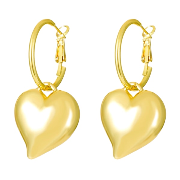 Europeiska och amerikanska retro glansiga kärleksörhängen Kvinnliga Ins Mode Temperament Hjärthänge Circle Örhänge Örhängen Gold