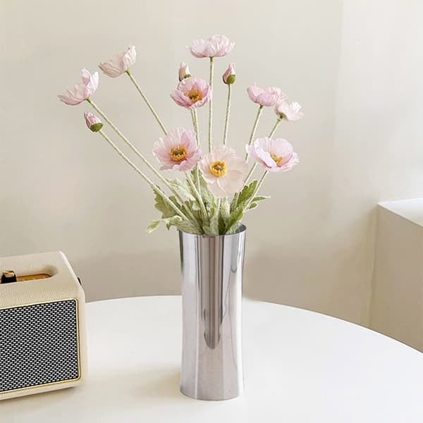 Blomstervase i rustfrit stål, blomsterholdere til moderne boligindretning
