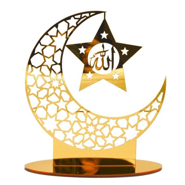 Akryl Eid Mubarak Ornament Guld Hollow Moon Star Hantverkstillbehör null - BT003