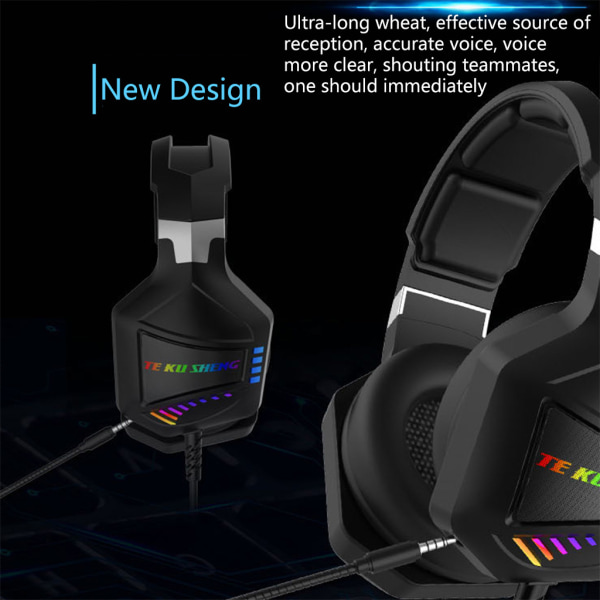 RGB färgglada öronkuddar Gaming Headset Hörlurar Premium rundstrålande mikrofon för PC Laptop chockerande ljudkvalitet