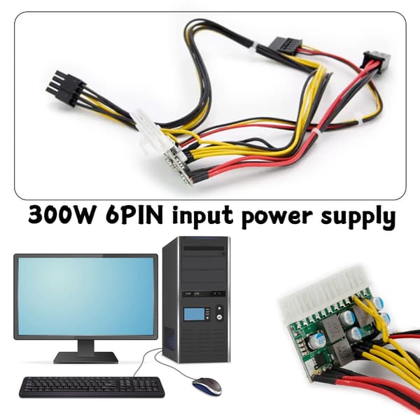 300Watt DCATX Strømforsyningskonvertere 6-Pin Kontakter til PC-systemer