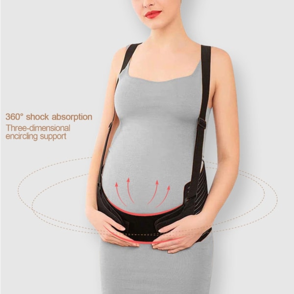 Magband för gravida kvinnor Gravidbälte Andas bukbindare Ryggstöd under alla stadier av graviditeten Black L